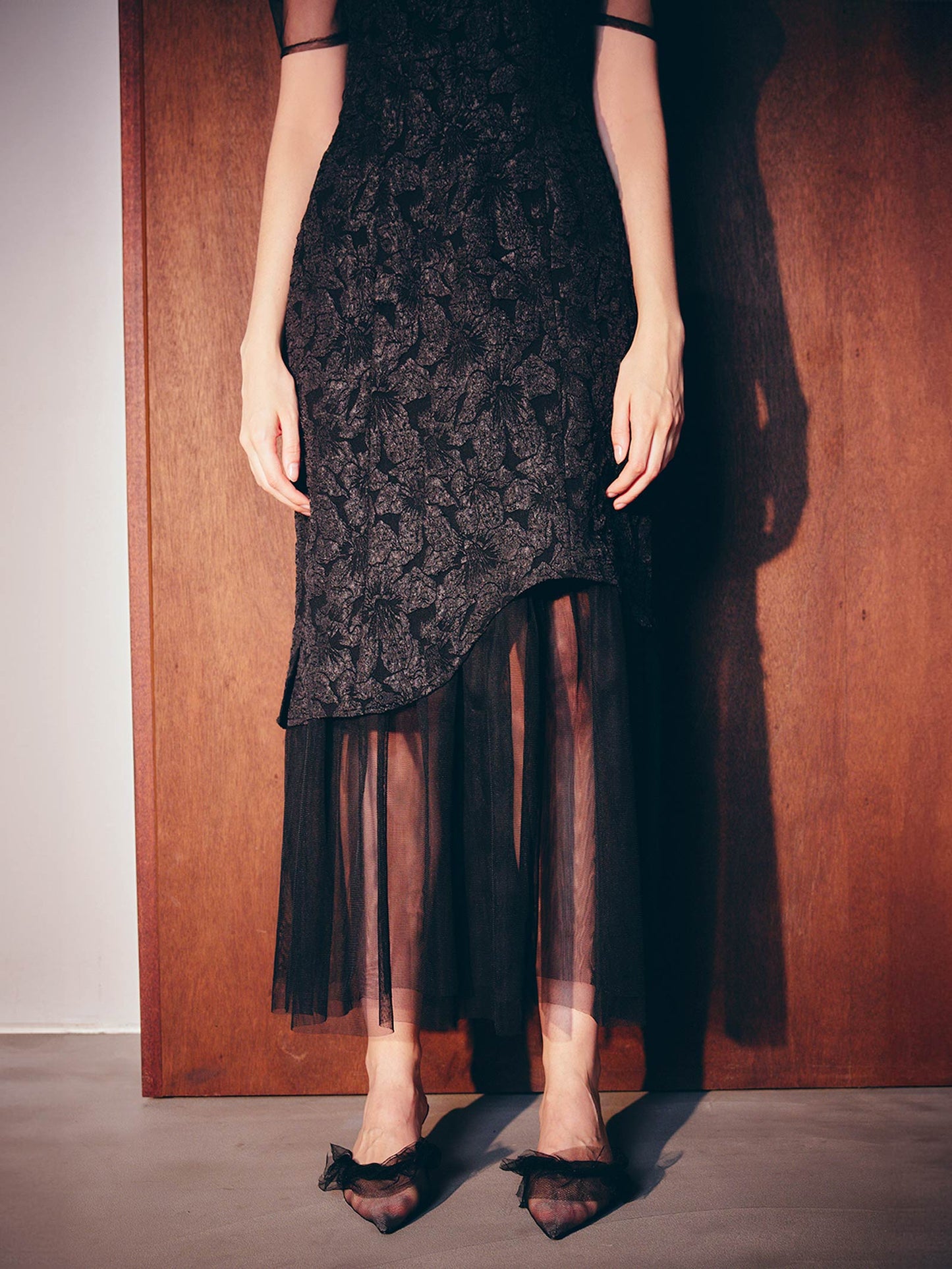 jaqurd doking dress / ジャガードドッキングドレス