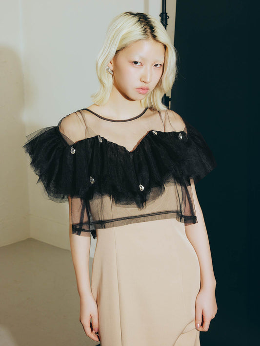 drop bijou frill top / ドロップビジューフリルトップ