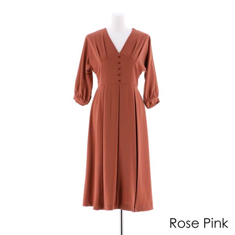 pleated sleeve midi dress / ボリュームスリーブプリーツミモレ丈ドレス