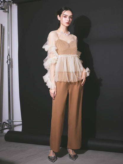 frill tule tops / 【予約:6月中旬より順次発送】フリルチュールトップス