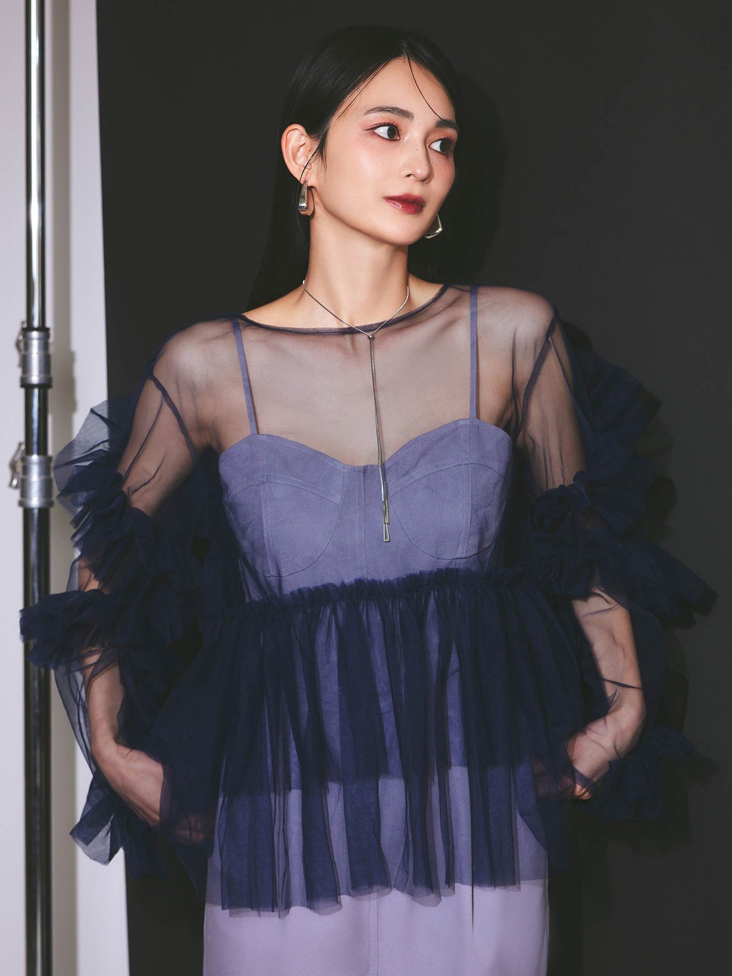 frill tule tops / 【予約:6月中旬より順次発送】フリルチュールトップス