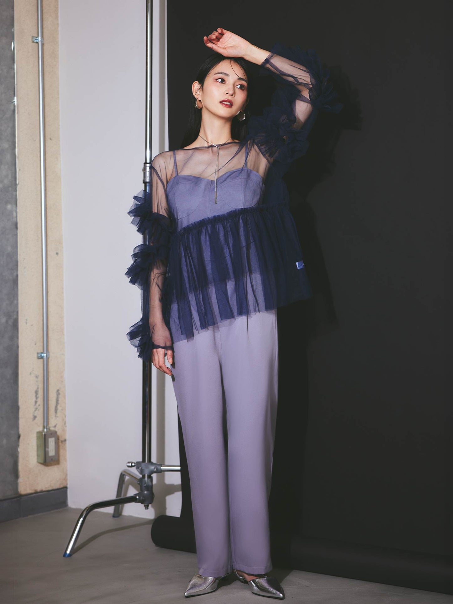 frill tule tops / 【予約:6月中旬より順次発送】フリルチュールトップス