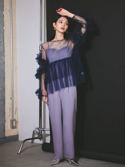 frill tule tops / 【予約:6月中旬より順次発送】フリルチュールトップス