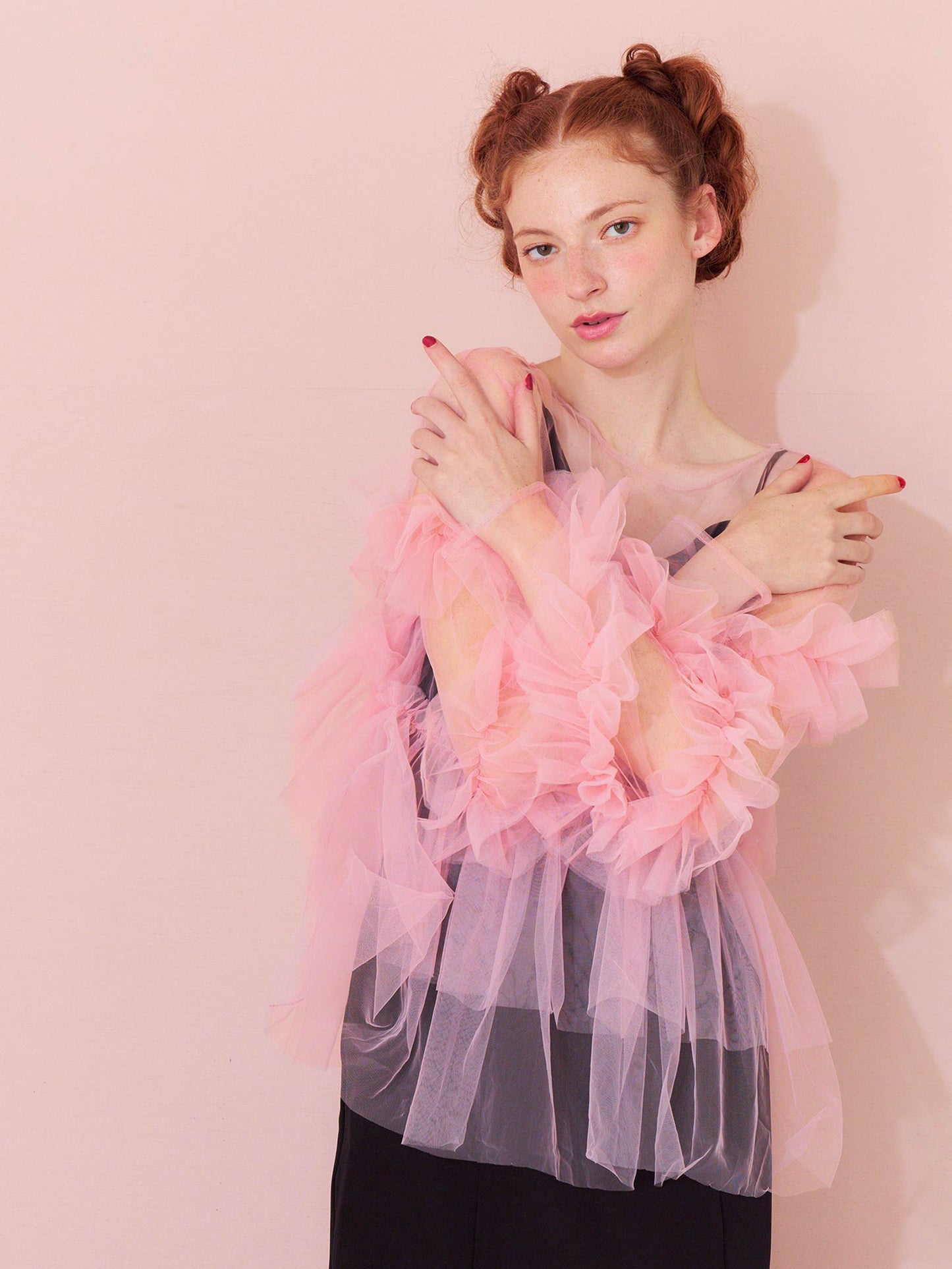 frill tule tops / 【予約:6月中旬より順次発送】フリルチュールトップス