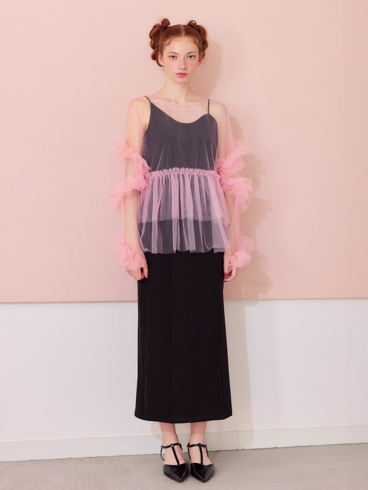 frill tule tops / 【予約:6月中旬より順次発送】フリルチュールトップス