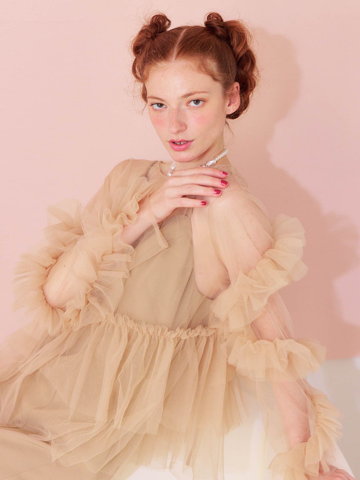 frill tule tops / 【予約:6月中旬より順次発送】フリルチュールトップス