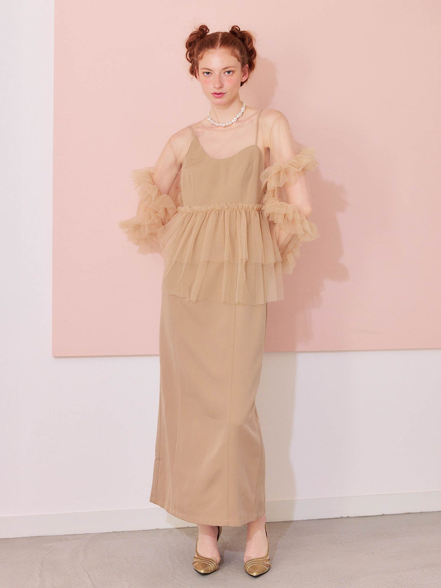 frill tule tops / 【予約:6月中旬より順次発送】フリルチュールトップス