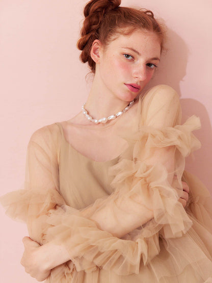 frill tule tops / 【予約:6月中旬より順次発送】フリルチュールトップス