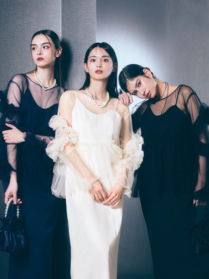 frill tule tops / 【予約:6月中旬より順次発送】フリルチュールトップス