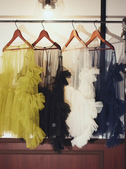 frill tule tops / 【予約:6月中旬より順次発送】フリルチュールトップス