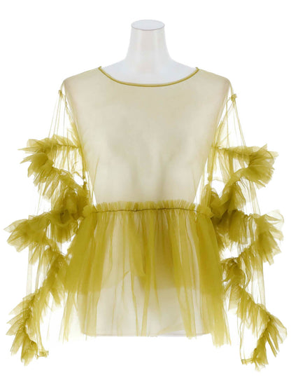 frill tule tops / 【予約:6月中旬より順次発送】フリルチュールトップス