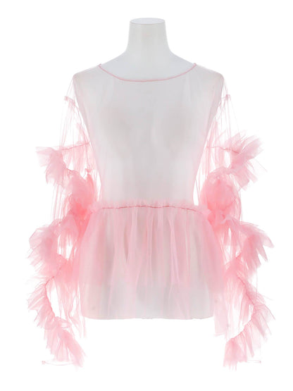 frill tule tops / 【予約:6月中旬より順次発送】フリルチュールトップス