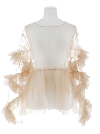 frill tule tops / 【予約:6月中旬より順次発送】フリルチュールトップス