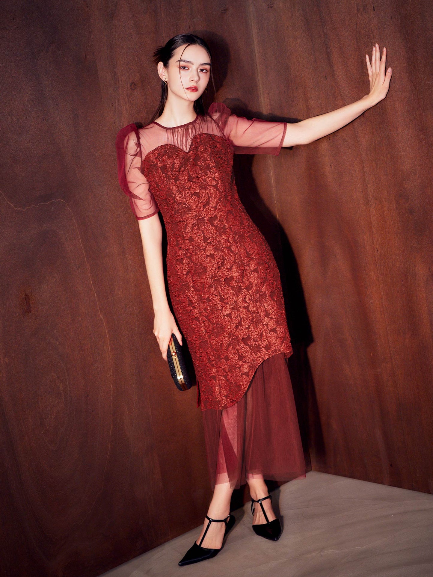 jaqurd doking dress / ジャガードドッキングドレス