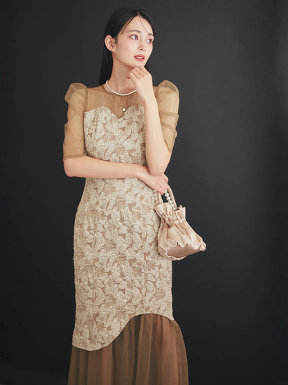 jaqurd doking dress / ジャガードドッキングドレス