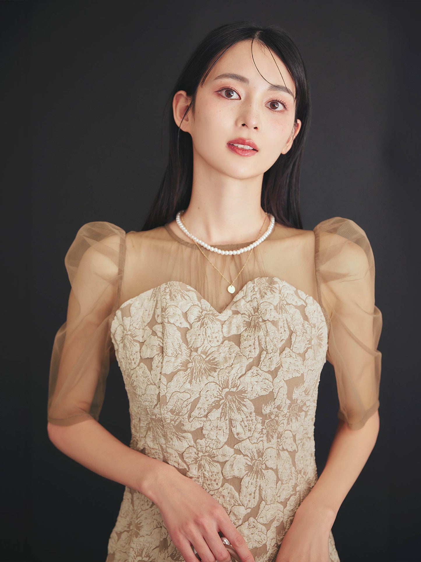 jaqurd doking dress / ジャガードドッキングドレス