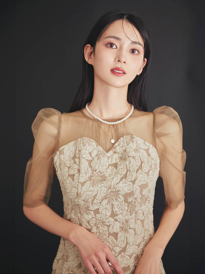 jaqurd doking dress / ジャガードドッキングドレス