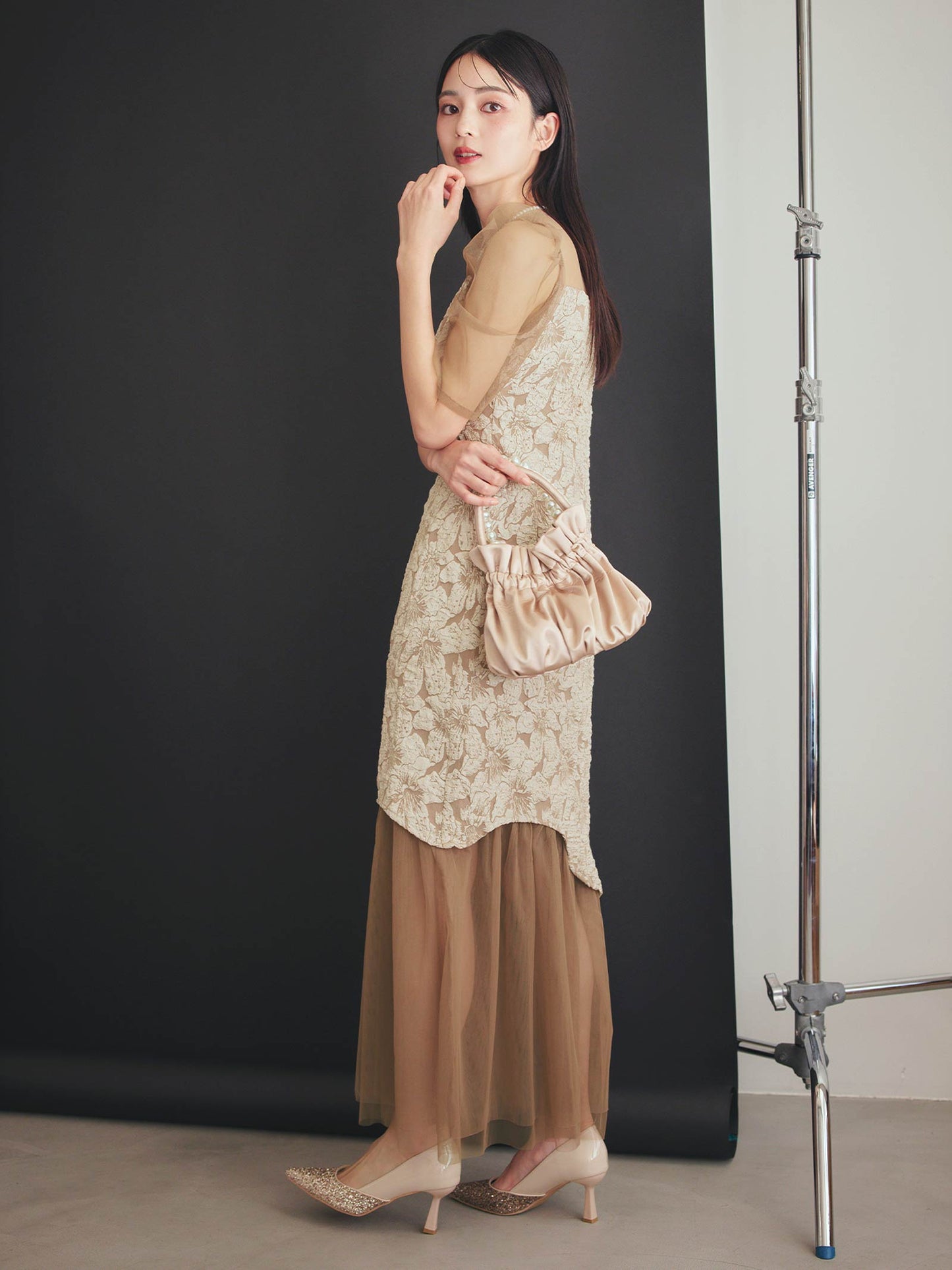 jaqurd doking dress / ジャガードドッキングドレス