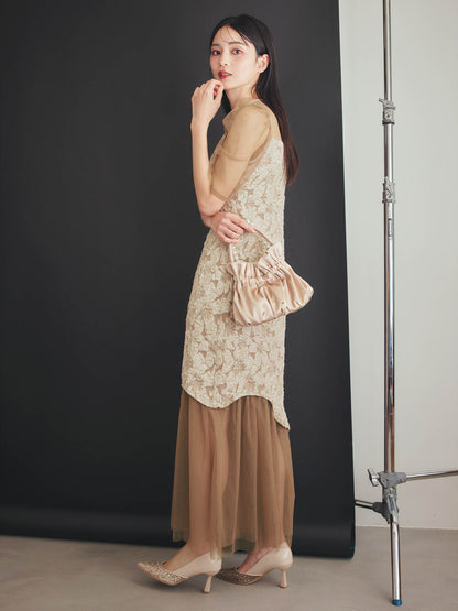 jaqurd doking dress / ジャガードドッキングドレス