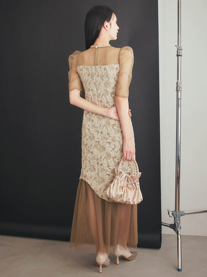 jaqurd doking dress / ジャガードドッキングドレス