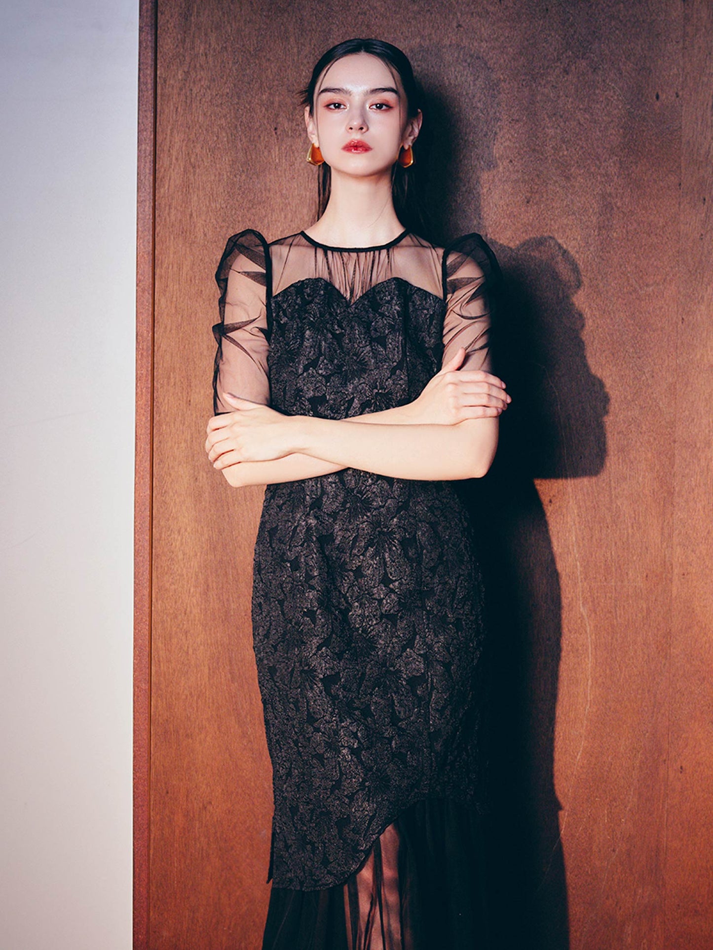 jaqurd doking dress / ジャガードドッキングドレス