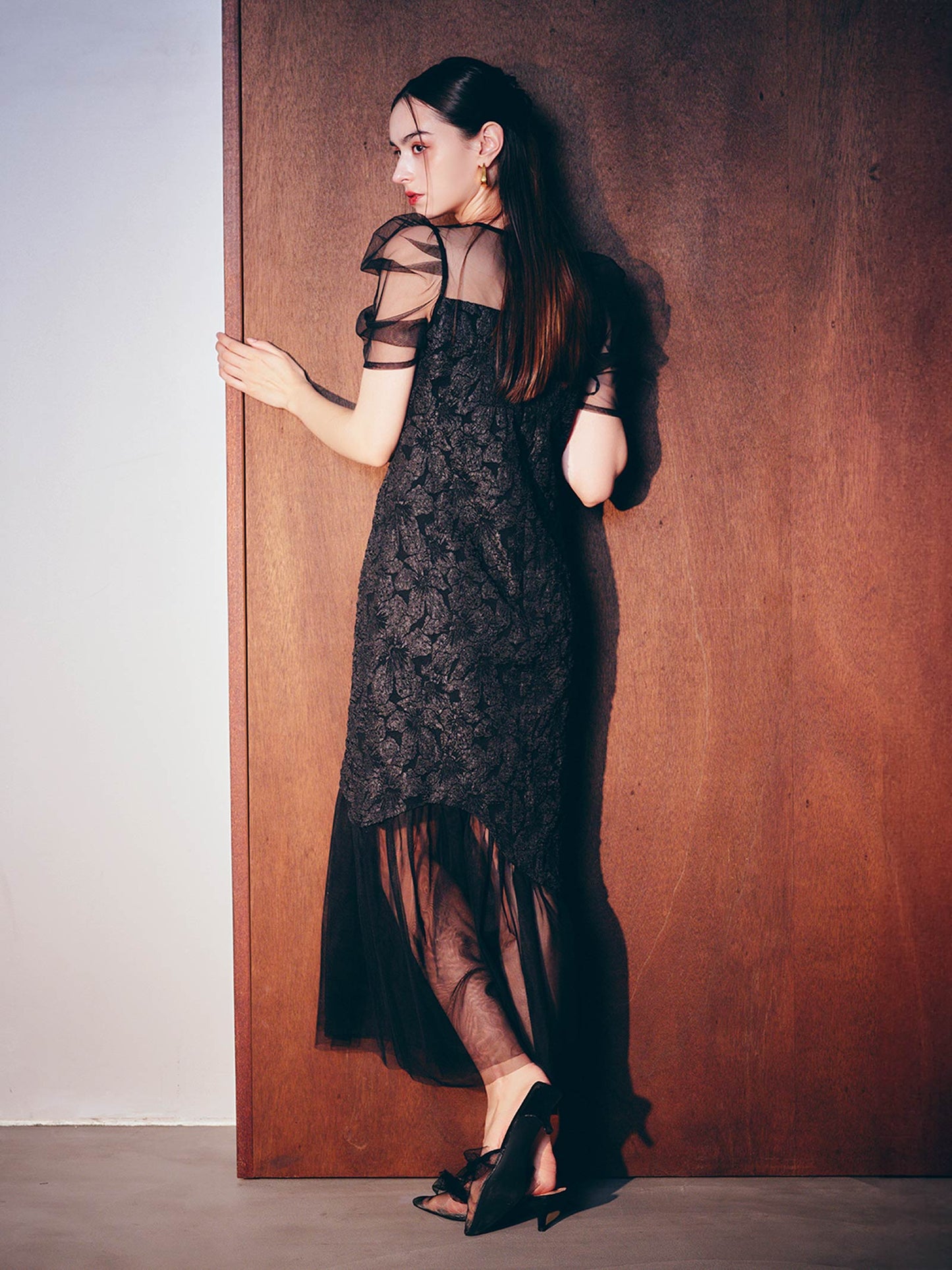 jaqurd doking dress / ジャガードドッキングドレス