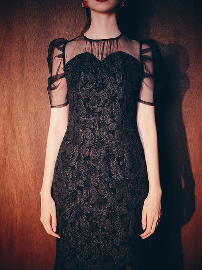 jaqurd doking dress / ジャガードドッキングドレス