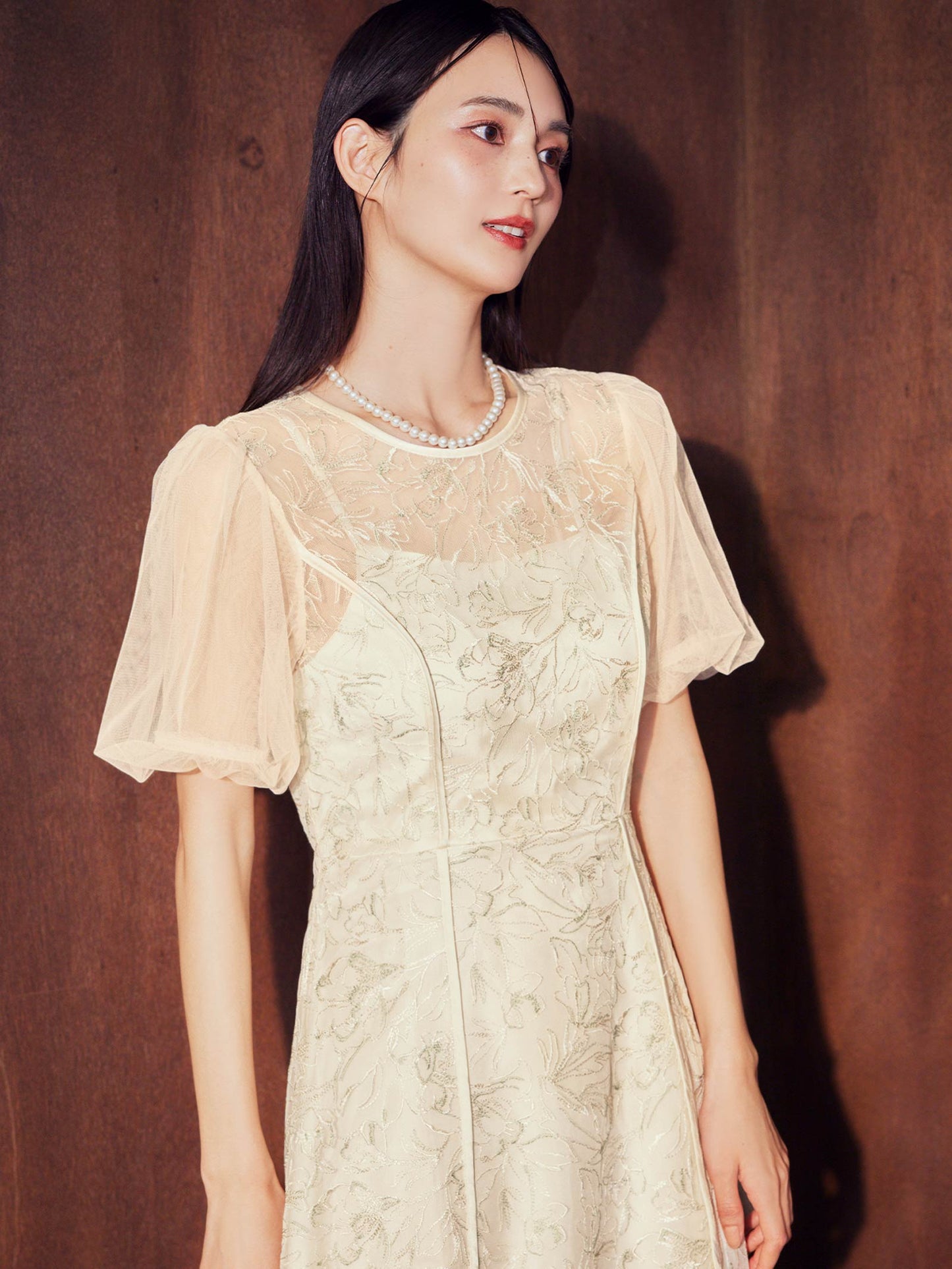 puff sleeve lace dress / パフスリーブレースドレス