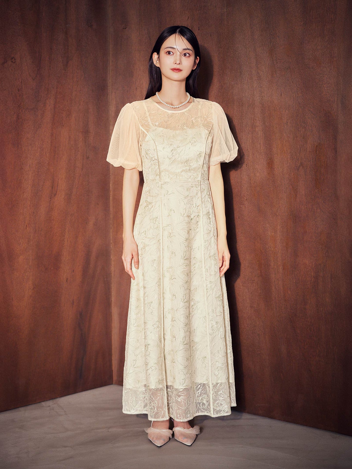 puff sleeve lace dress / パフスリーブレースドレス