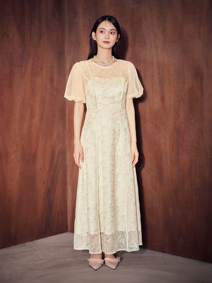 puff sleeve lace dress / パフスリーブレースドレス
