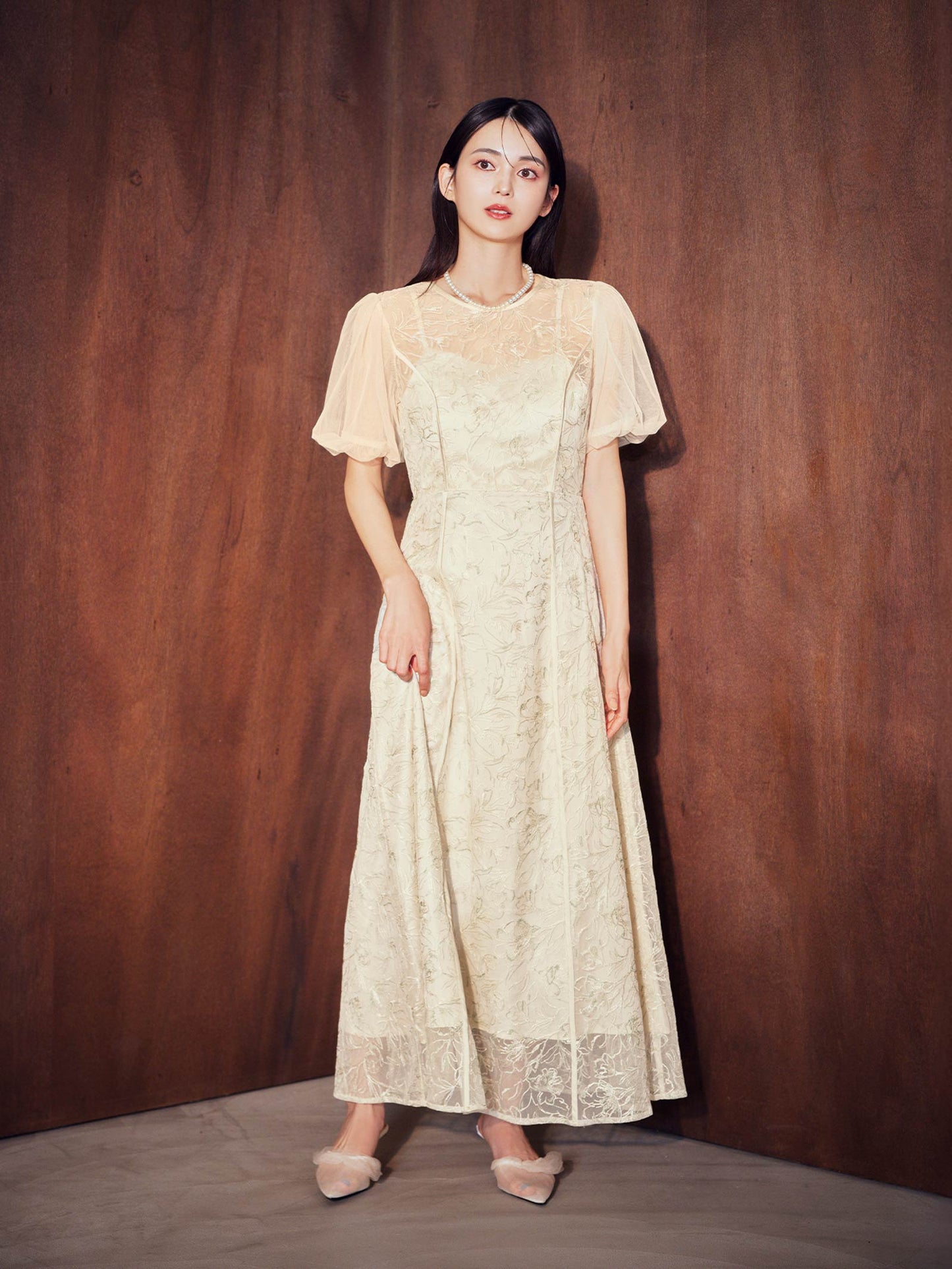 puff sleeve lace dress / パフスリーブレースドレス