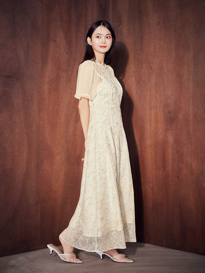 puff sleeve lace dress / パフスリーブレースドレス