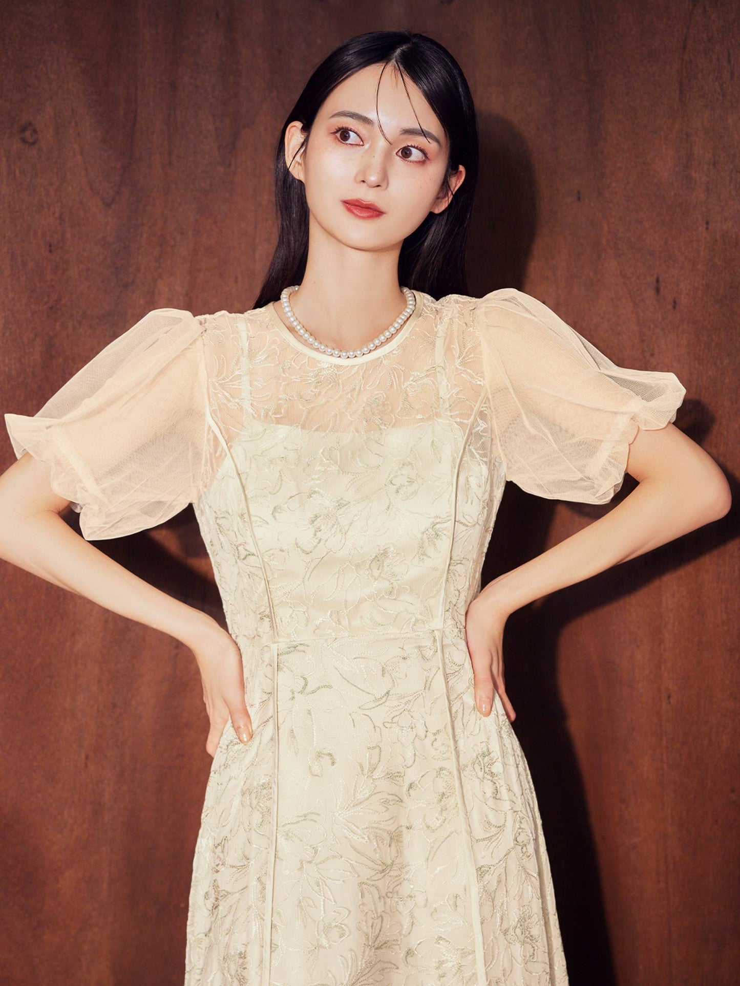 puff sleeve lace dress / パフスリーブレースドレス