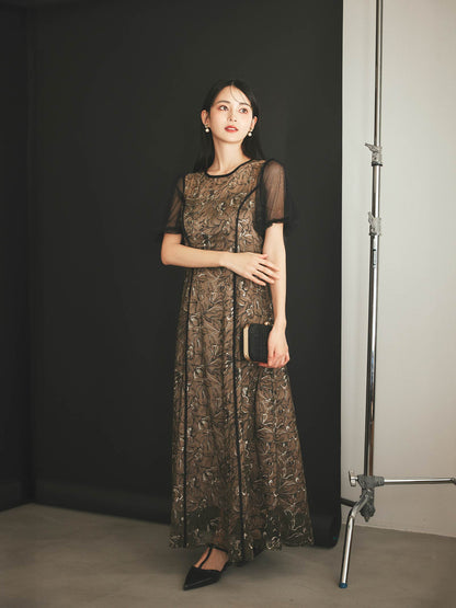 puff sleeve lace dress / パフスリーブレースドレス