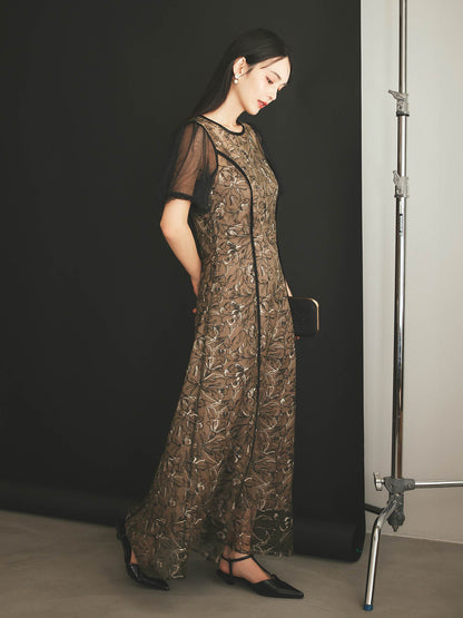 puff sleeve lace dress / パフスリーブレースドレス