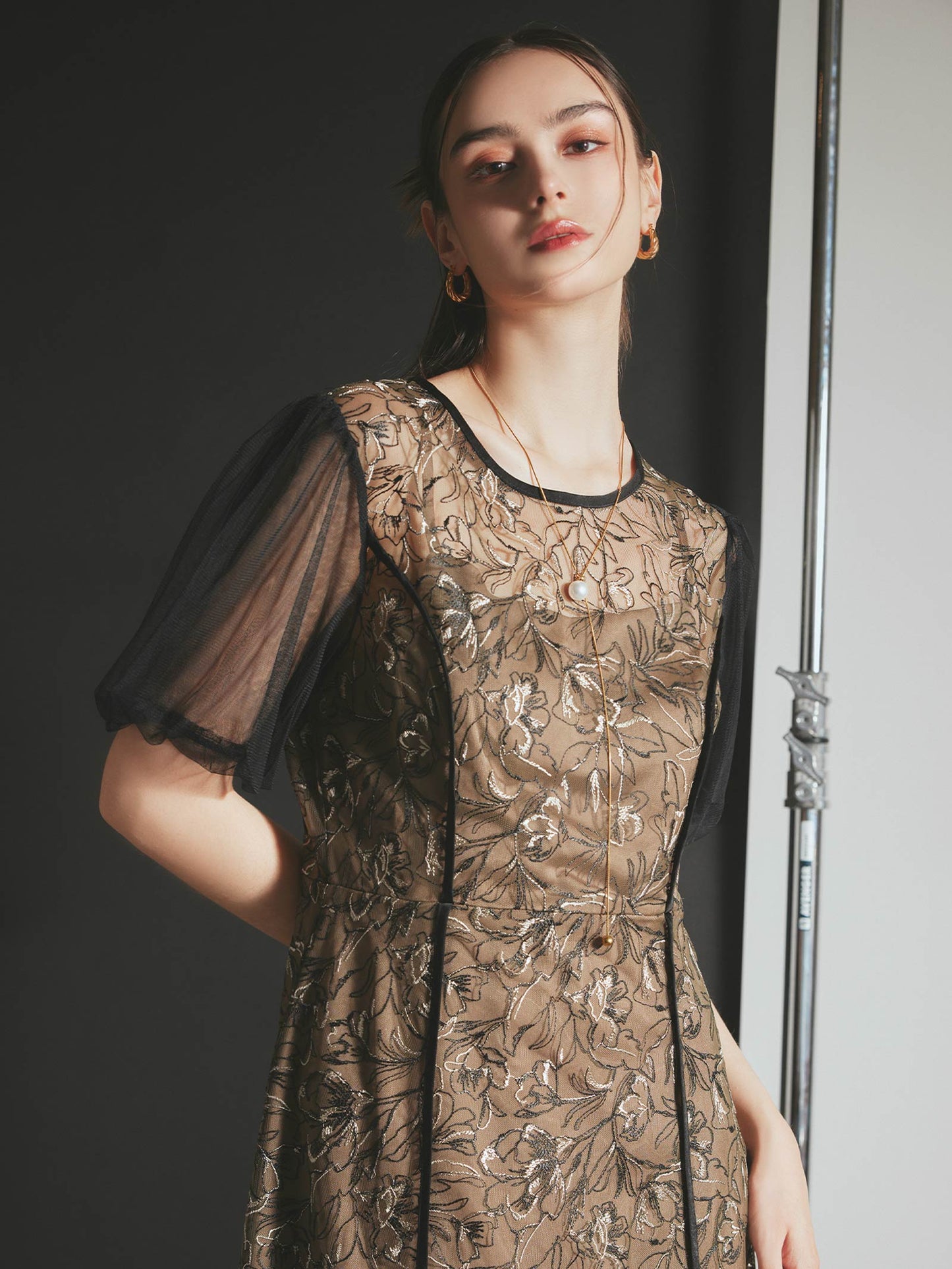 puff sleeve lace dress / パフスリーブレースドレス