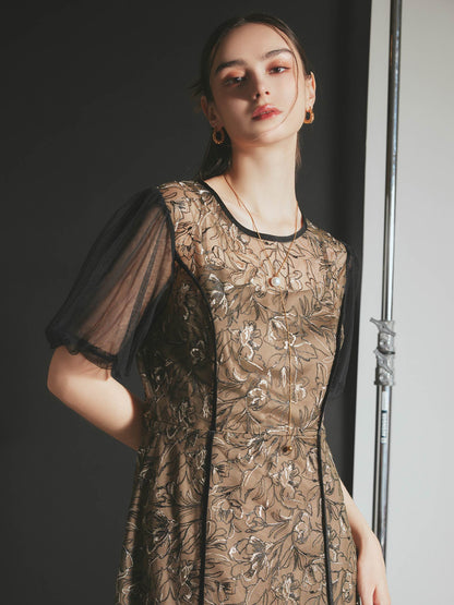 puff sleeve lace dress / パフスリーブレースドレス