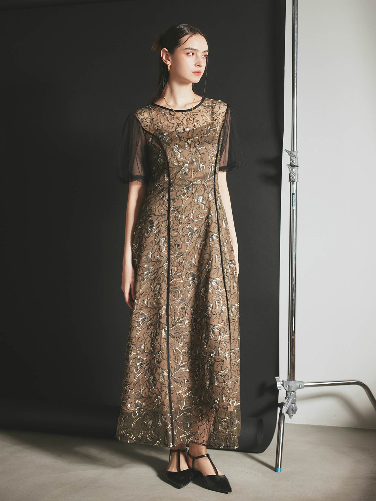 puff sleeve lace dress / パフスリーブレースドレス