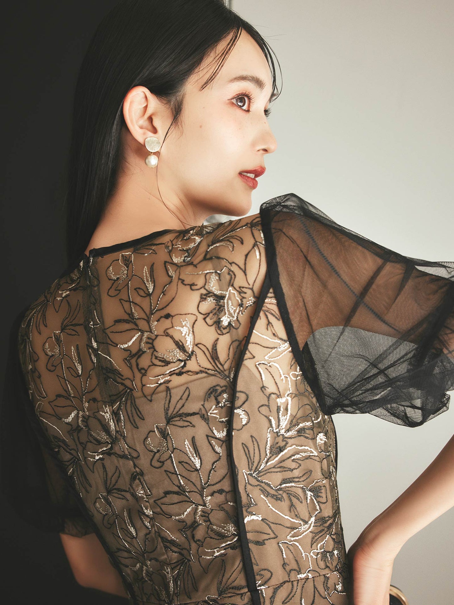 puff sleeve lace dress / パフスリーブレースドレス