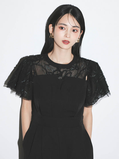 2way fringe lace pants dress / 2wayフリンジレースパンツドレス