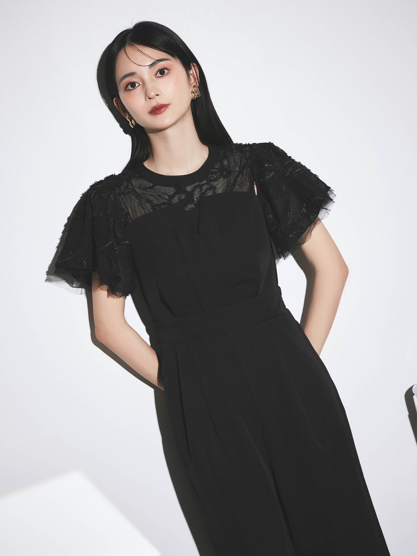 2way fringe lace pants dress / 2wayフリンジレースパンツドレス