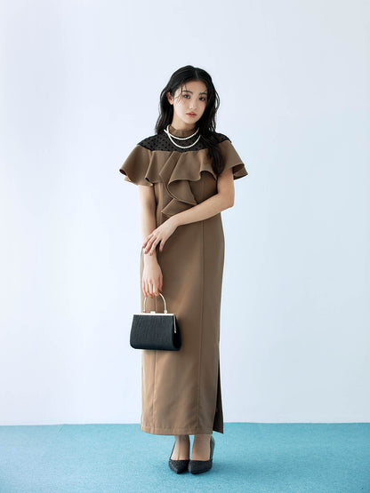 dot flare high neck dress / ドットフレアハイネックドレス