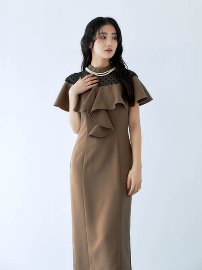 dot flare high neck dress / ドットフレアハイネックドレス
