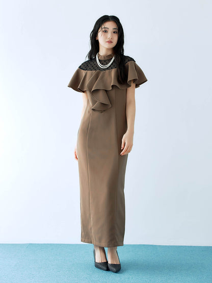 dot flare high neck dress / ドットフレアハイネックドレス