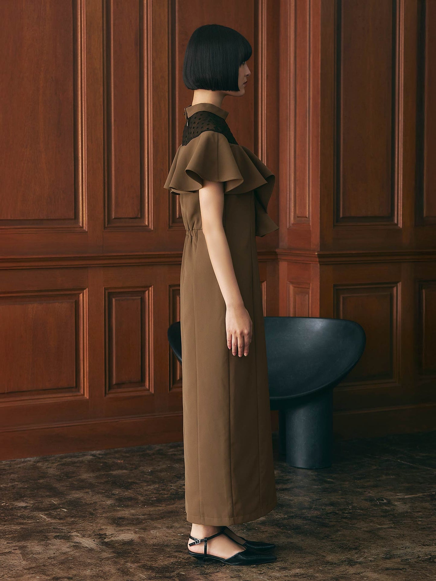 dot flare high neck dress / ドットフレアハイネックドレス