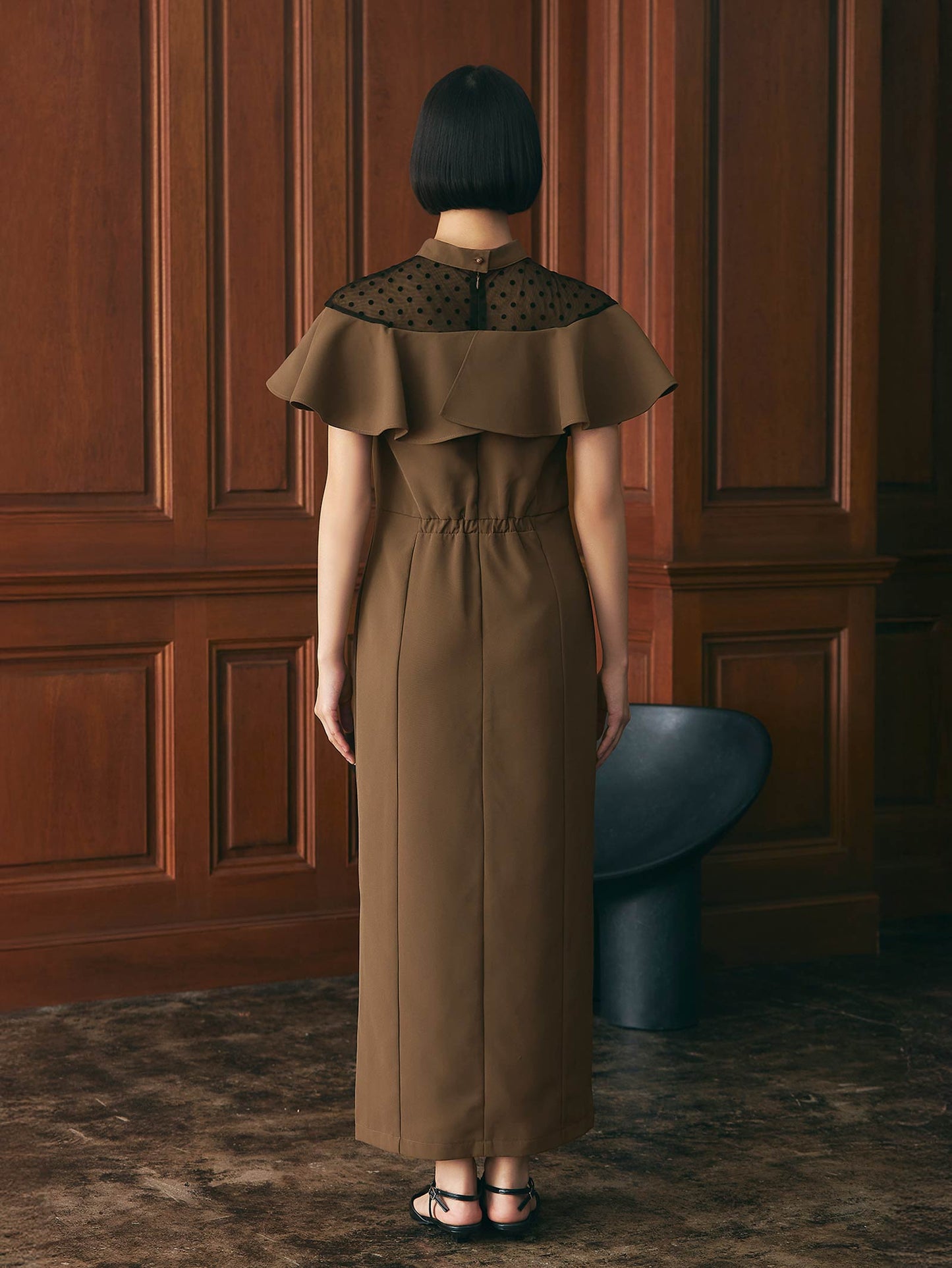 dot flare high neck dress / ドットフレアハイネックドレス