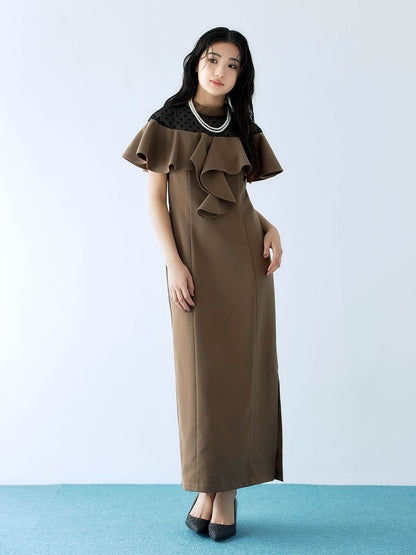 dot flare high neck dress / ドットフレアハイネックドレス