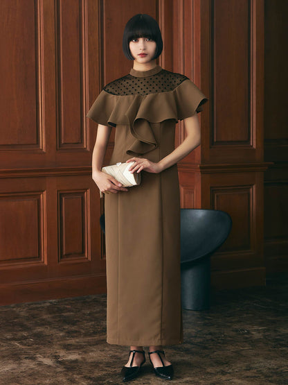 dot flare high neck dress / ドットフレアハイネックドレス