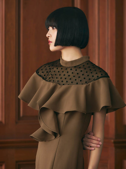 dot flare high neck dress / ドットフレアハイネックドレス