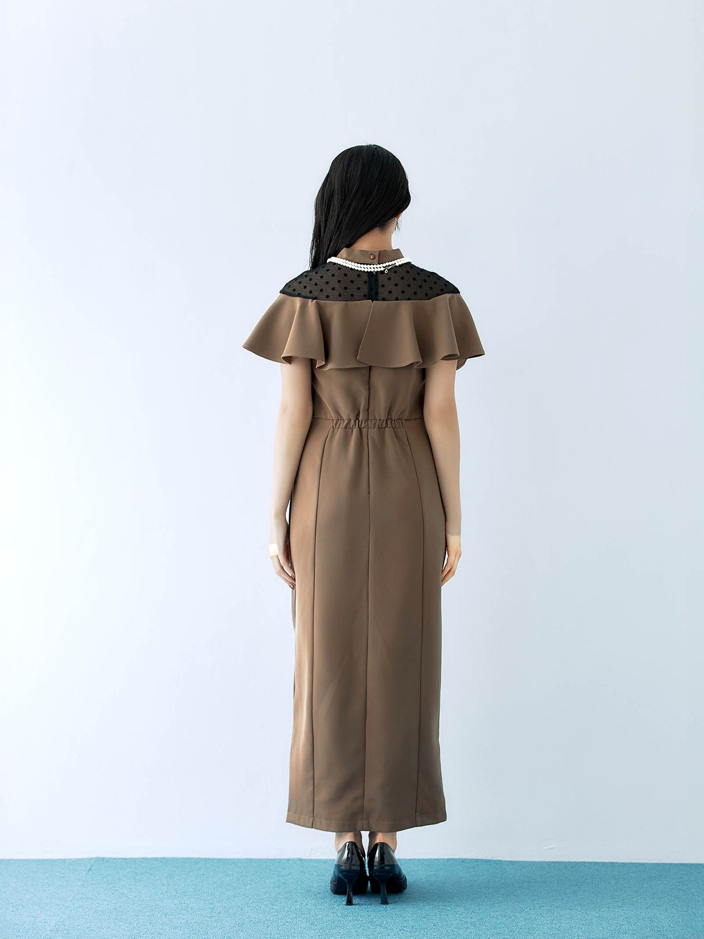 dot flare high neck dress / ドットフレアハイネックドレス